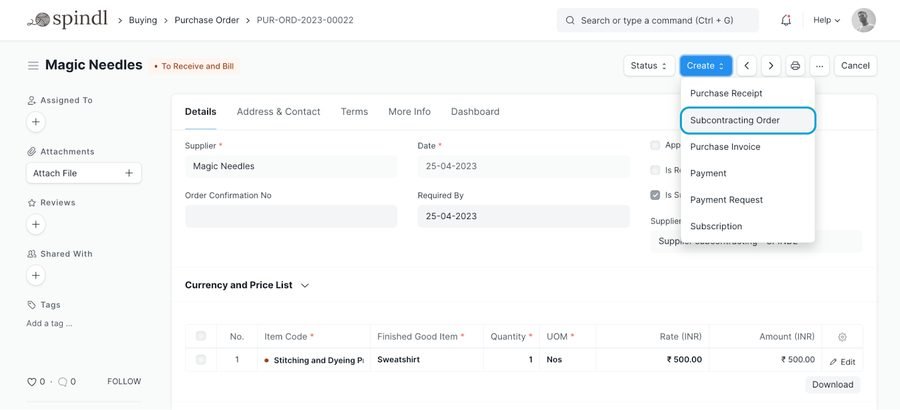 ERPNext v14 Purchase Order — mid-upgrade version
